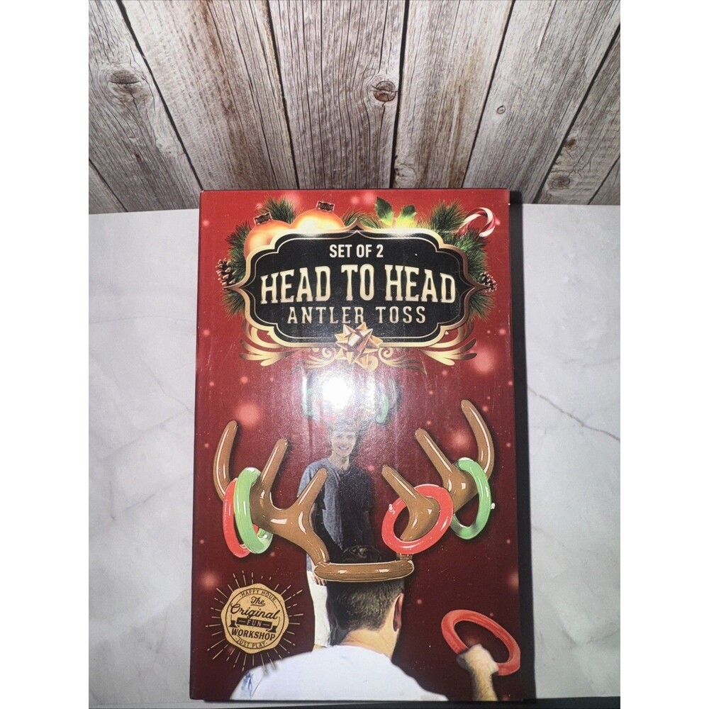 Set Of Two - Head To Head Inflatable Antler Ring Toss Christmas Gag Gift New